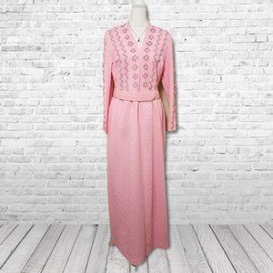 Vintage Original Jr. Theme Pink Silver Beaded Shift Dress